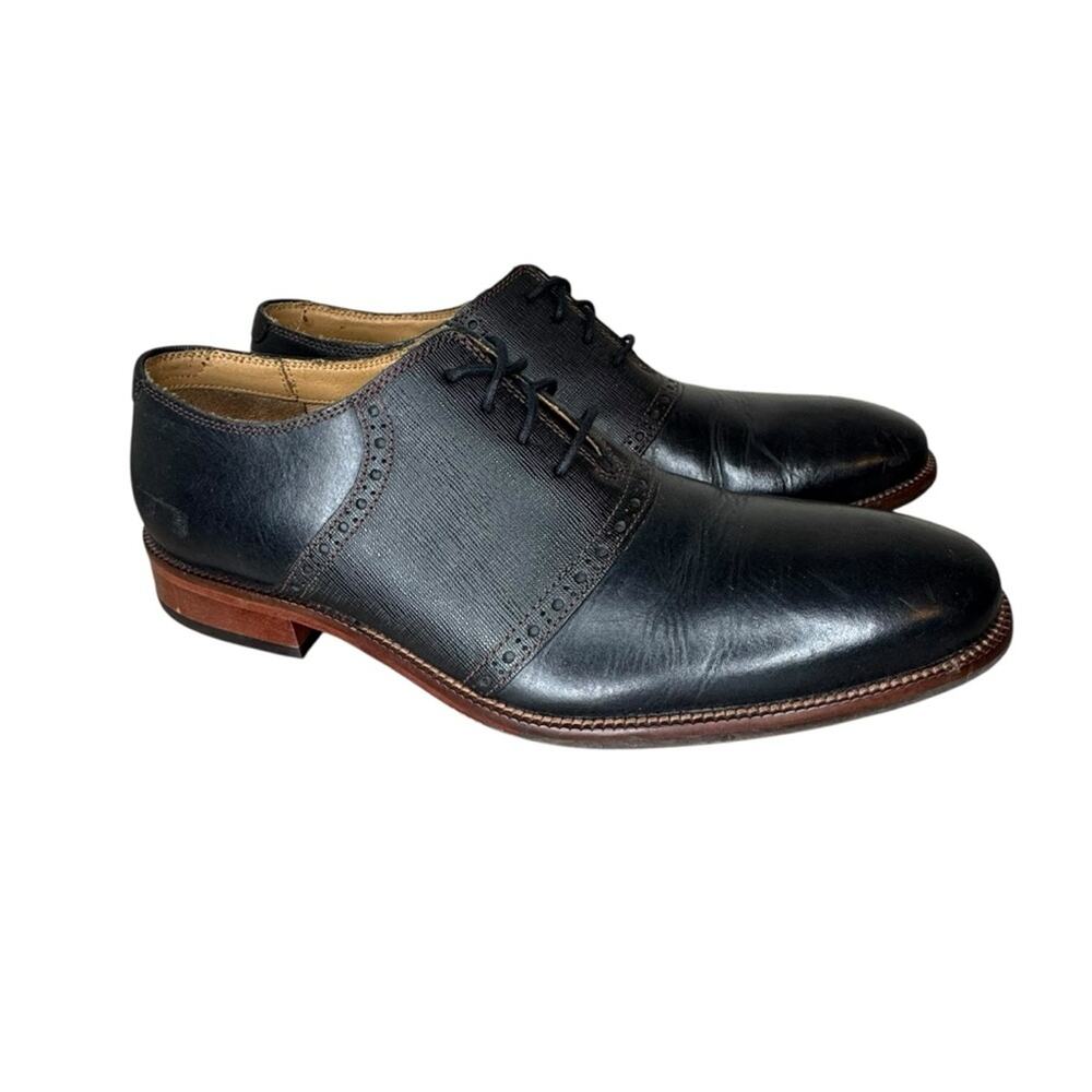 Cole Haan Williams Saddle Oxford Dress Shoe Black Leather Size 8